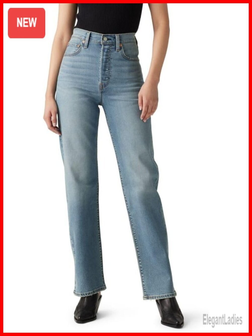 Slim High Rise Straight Full Length Jeans 32in Inseam